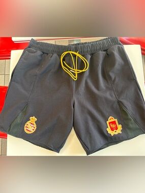 Rhude Crown Logo Shorts XL Black Mesh Panel Luxury Streetwear NWT